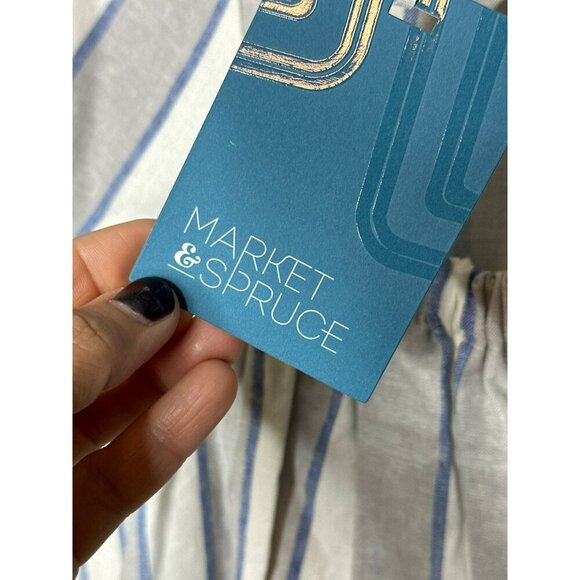 Market & Spruce Women's Large Crissie Linen Dress Scalloped Pockets Summer NWT - Picture 13 of 15